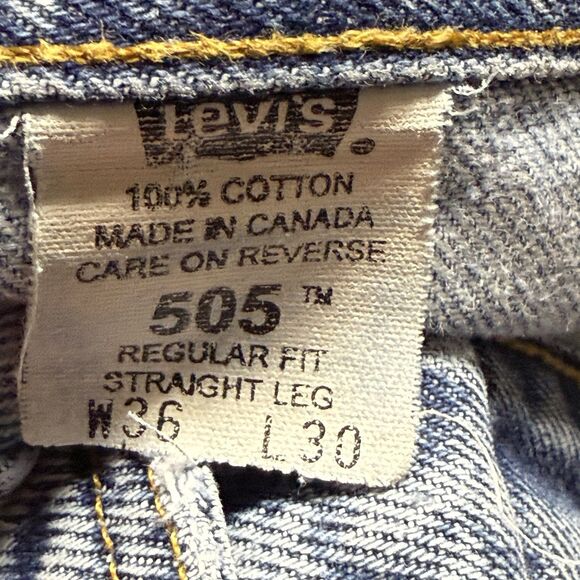 Vtg Levis 505 Jeans Men 36x30 Distressed Destroyed Faded Grunge Hippy Canada Tag - Picture 15 of 16